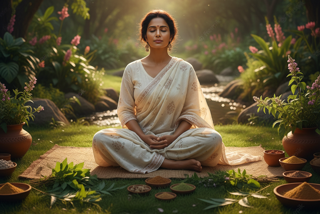 Calm Woman with Herbs
